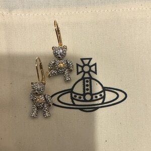Vivienne Westwood Sparkling Silver and Gold Bear Earrings